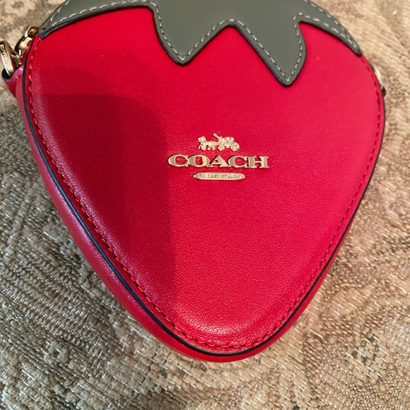 Coach Strawberry Zip Around Coin Case Wallet Crossbody - Picture 6 of 9